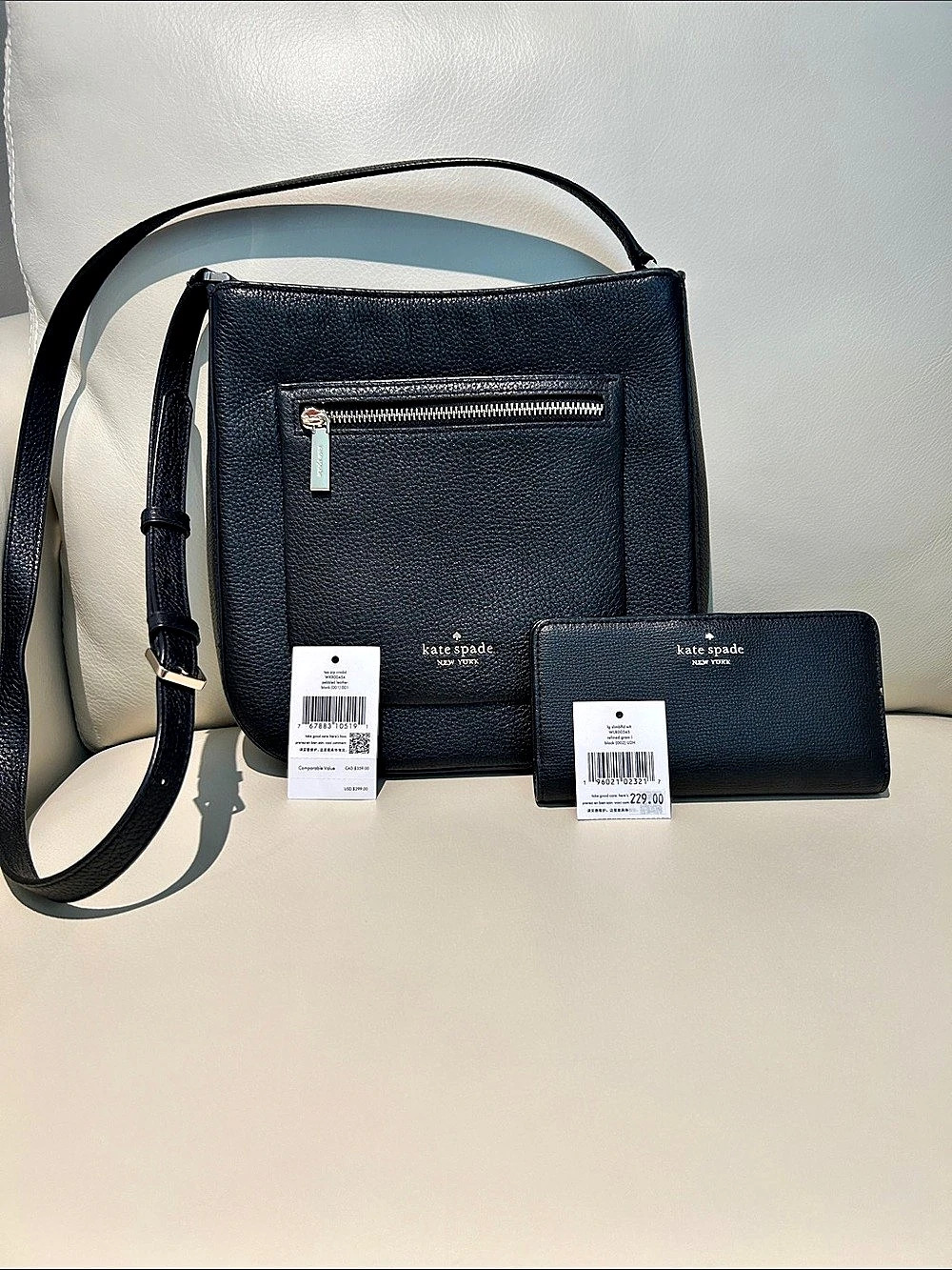 Kate Spade Black Crossbody Bag and slim bifold wallet 2 piece set